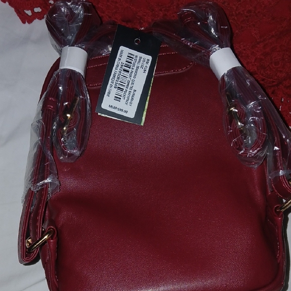 Badgley Mischka *NWT* Diamond Quilted Gold Studded Vegan Leather Backpack main image 8